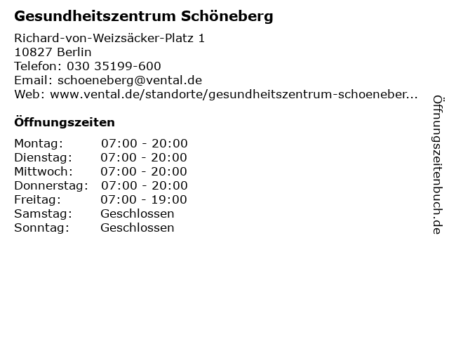 Gesundheitszentrum Schöneberg in Berlin: Adresse und Öffnungszeiten
