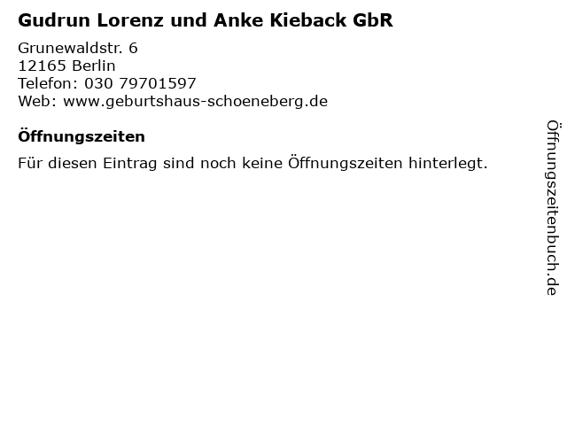 Gudrun Lorenz und Anke Kieback GbR in Berlin: Adresse und Öffnungszeiten