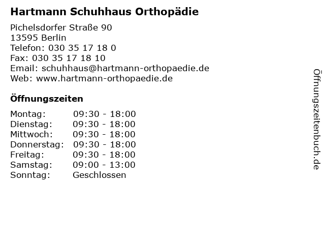 Hartmann Schuhhaus Orthopädie in Berlin: Adresse und Öffnungszeiten