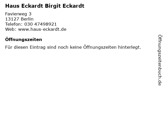 Haus Eckardt Birgit Eckardt in Berlin: Adresse und Öffnungszeiten