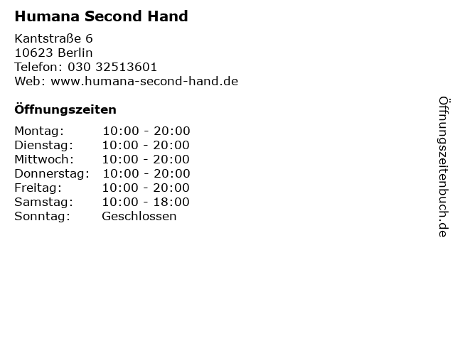 Humana Second Hand in Berlin: Adresse und Öffnungszeiten