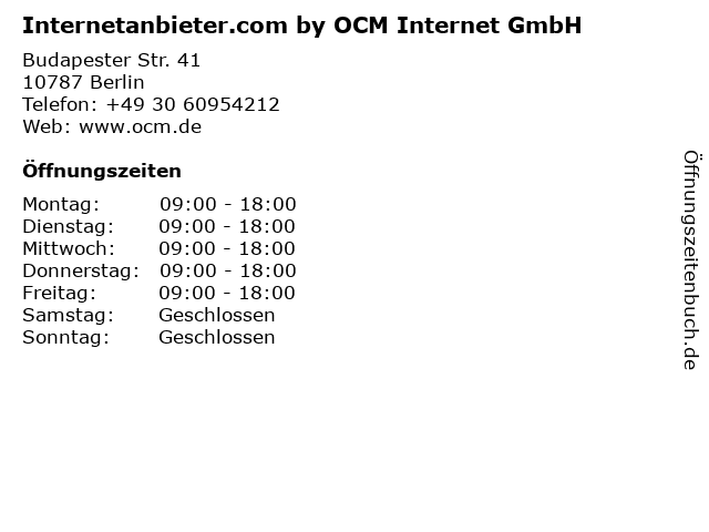 Internetanbieter.com by OCM Internet GmbH in Berlin: Adresse und Öffnungszeiten