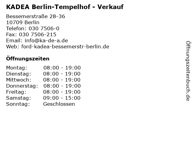 KADEA Berlin-Tempelhof - Verkauf in Berlin: Adresse und Öffnungszeiten