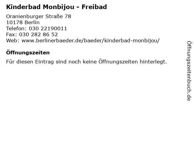 Kinderbad Monbijou - Freibad in Berlin: Adresse und Öffnungszeiten