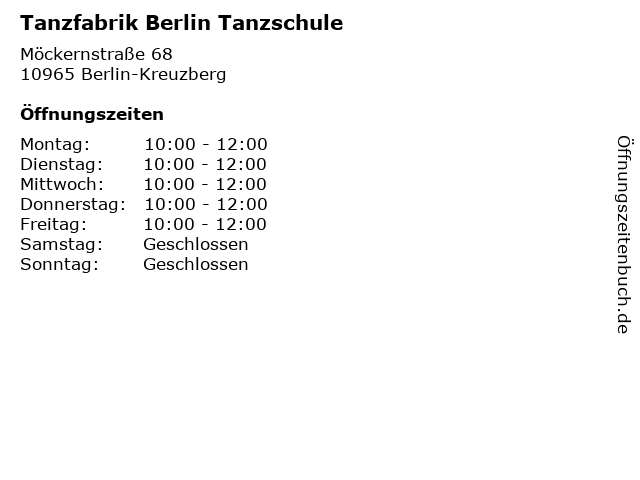 Tanzfabrik Berlin Tanzschule in Berlin-Kreuzberg: Adresse und Öffnungszeiten