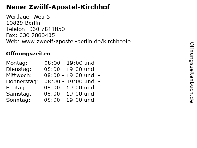 Neuer Zwölf-Apostel-Kirchhof  in Berlin: Adresse und Öffnungszeiten