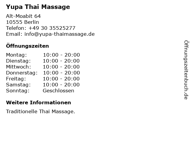 Massage moabit thai berlin Willkommen