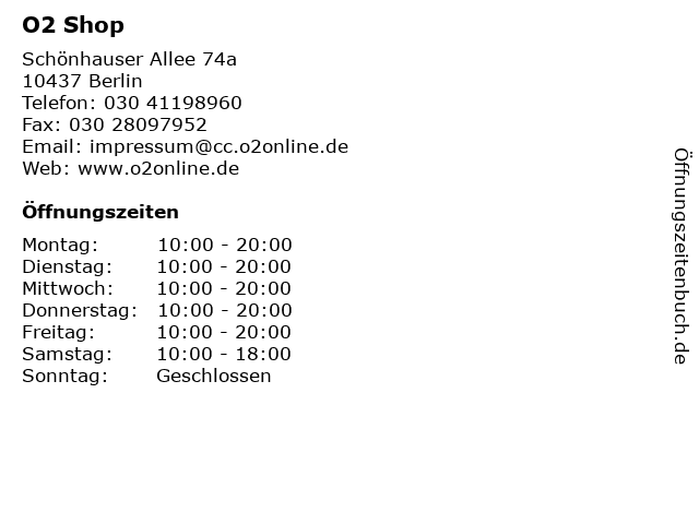O2 Shop in Berlin: Adresse und Öffnungszeiten