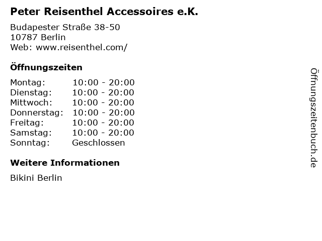 Peter Reisenthel Accessoires e.K. in Berlin: Adresse und Öffnungszeiten