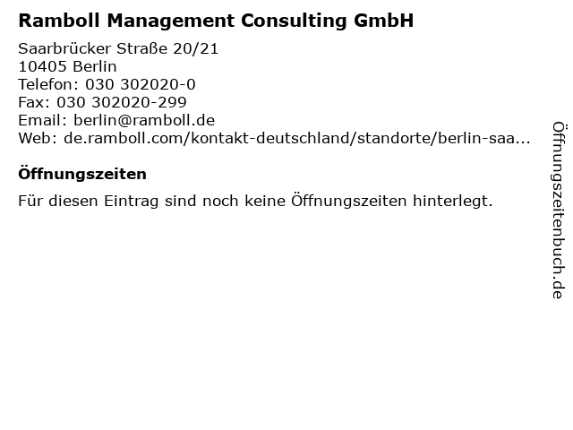 Ramboll Management Consulting GmbH in Berlin: Adresse und Öffnungszeiten