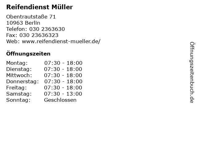 Reifendienst Müller in Berlin: Adresse und Öffnungszeiten