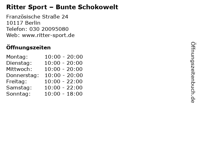 Ritter Sport – Bunte Schokowelt in Berlin: Adresse und Öffnungszeiten