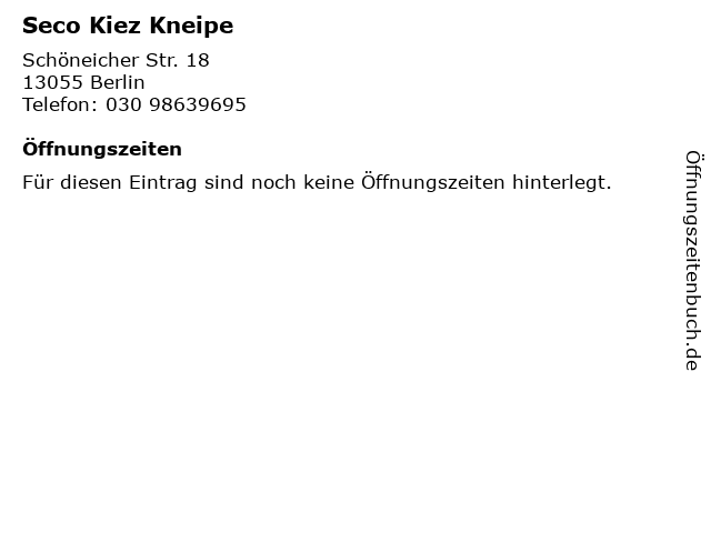 Seco Kiez Kneipe in Berlin: Adresse und Öffnungszeiten