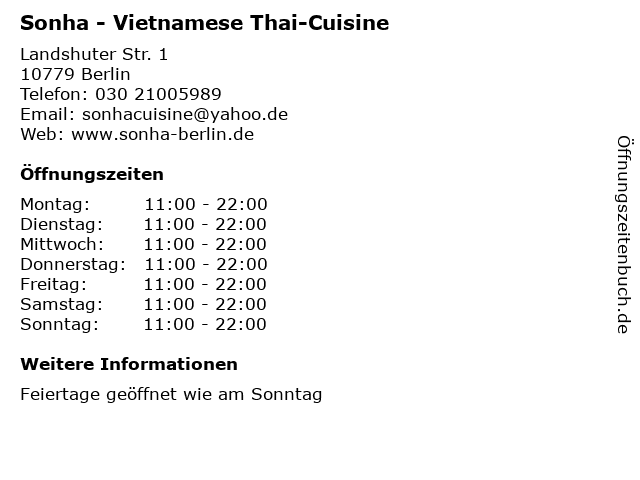Sonha - Vietnamese Thai-Cuisine in Berlin: Adresse und Öffnungszeiten