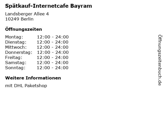 Spätkauf-Internetcafe Bayram in Berlin: Adresse und Öffnungszeiten