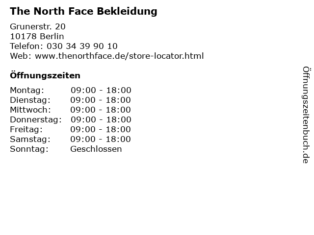 The North Face Bekleidung in Berlin: Adresse und Öffnungszeiten