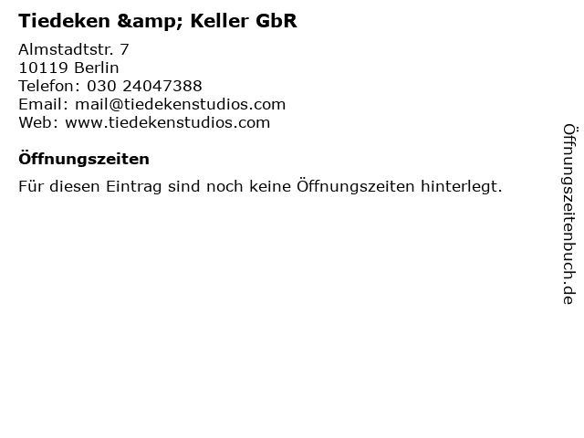 Tiedeken & Keller GbR in Berlin: Adresse und Öffnungszeiten