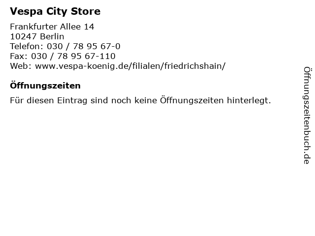 Vespa City Store in Berlin: Adresse und Öffnungszeiten