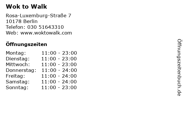 Wok to Walk in Berlin: Adresse und Öffnungszeiten