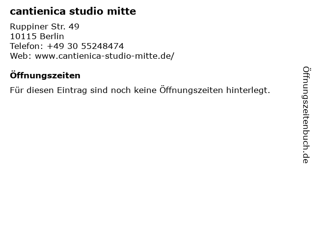 cantienica studio mitte in Berlin: Adresse und Öffnungszeiten