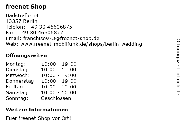 freenet Shop in Berlin: Adresse und Öffnungszeiten