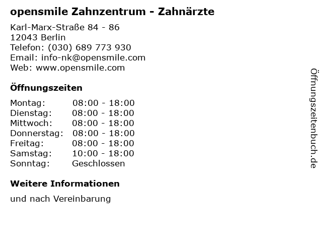 opensmile Zahnzentrum - Zahnärzte in Berlin: Adresse und Öffnungszeiten