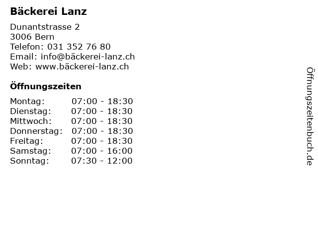 Bäckerei Lanz in Bern: Adresse und Öffnungszeiten