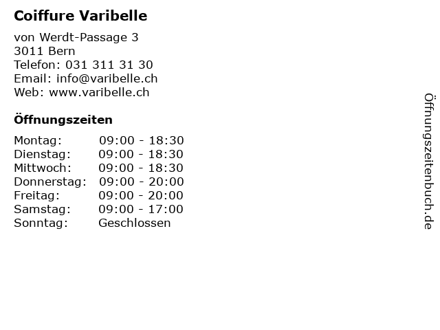 Coiffure Varibelle in Bern: Adresse und Öffnungszeiten