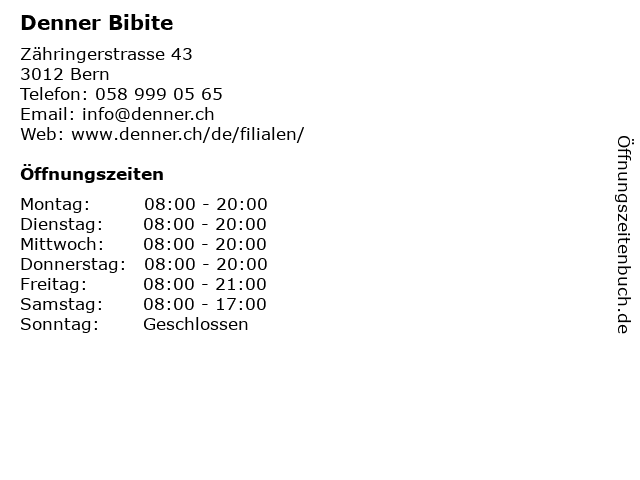 Denner Bibite in Bern: Adresse und Öffnungszeiten