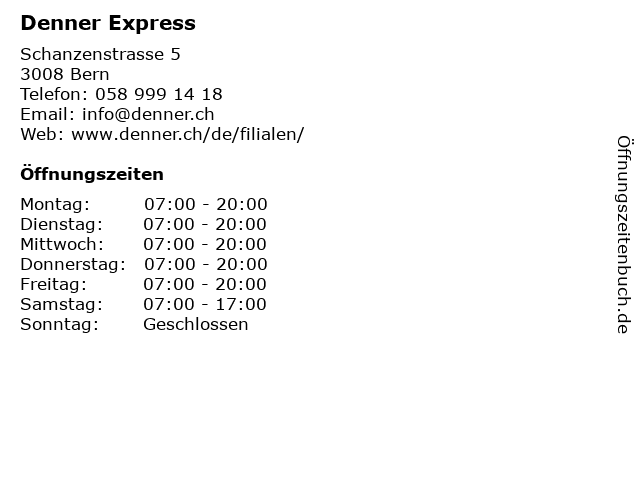 Denner Express in Bern: Adresse und Öffnungszeiten
