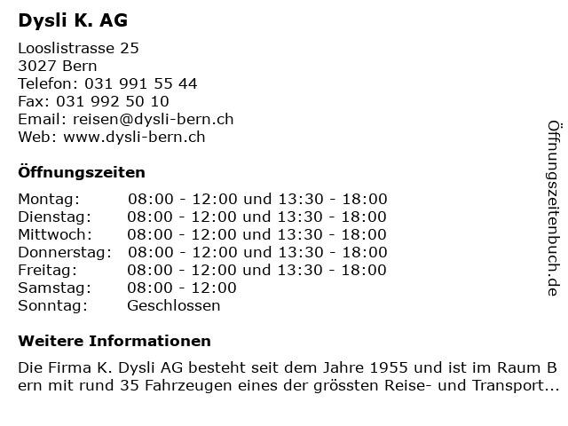 Dysli K. AG in Bern: Adresse und Öffnungszeiten