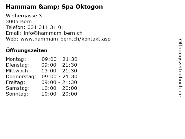 Hammam & Spa Oktogon in Bern: Adresse und Öffnungszeiten