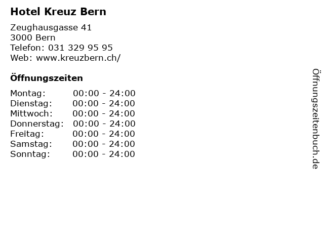 Hotel Kreuz Bern in Bern: Adresse und Öffnungszeiten