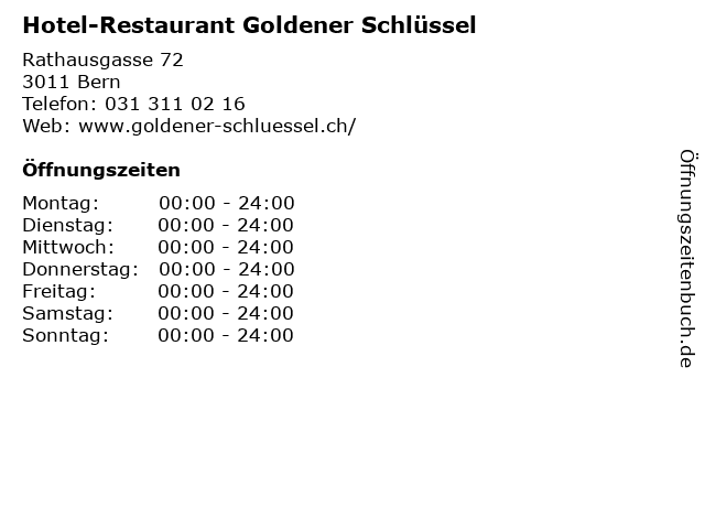 Hotel-Restaurant Goldener Schlüssel in Bern: Adresse und Öffnungszeiten