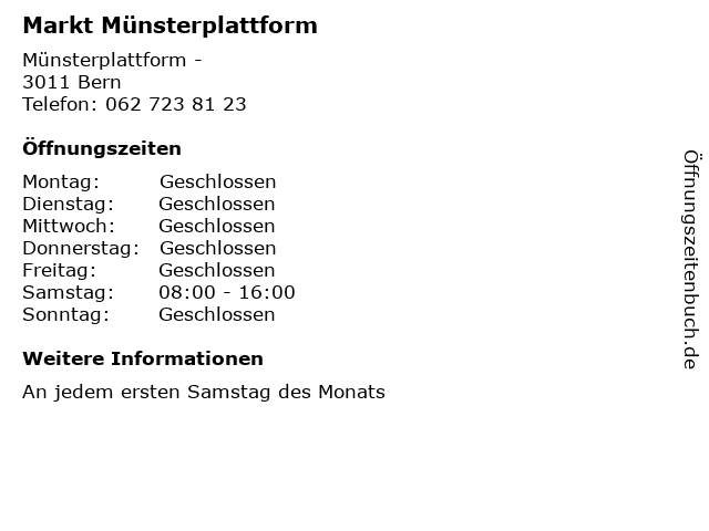 Markt Münsterplattform in Bern: Adresse und Öffnungszeiten