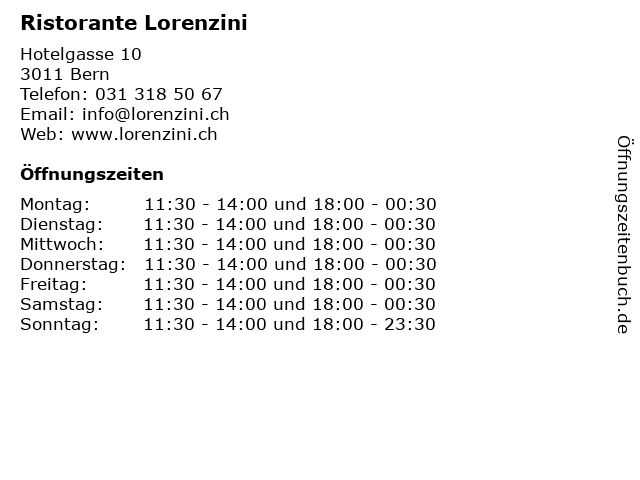 Ristorante Lorenzini in Bern: Adresse und Öffnungszeiten