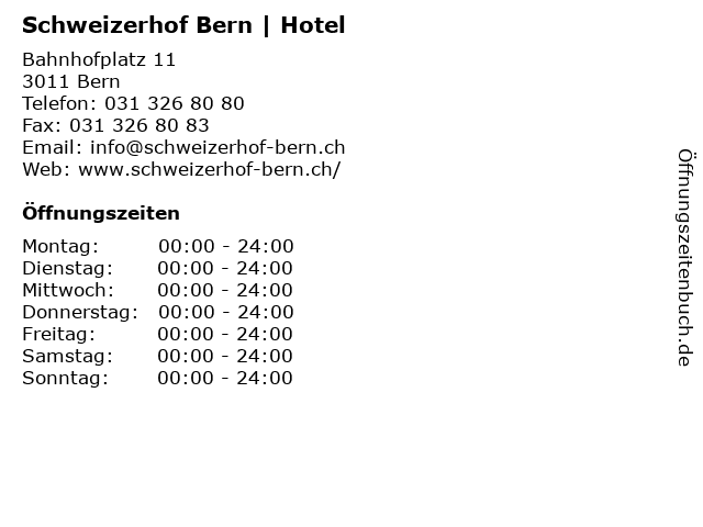 Schweizerhof Bern | Hotel in Bern: Adresse und Öffnungszeiten