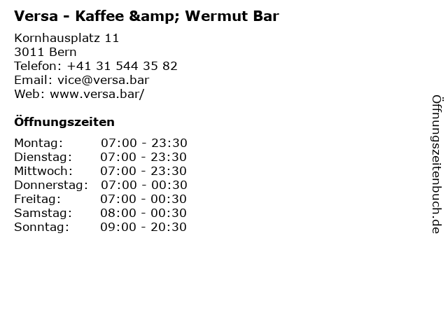 Versa - Kaffee & Wermut Bar in Bern: Adresse und Öffnungszeiten