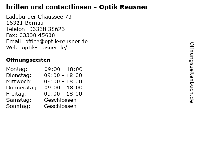 brillen und contactlinsen - Optik Reusner in Bernau: Adresse und Öffnungszeiten