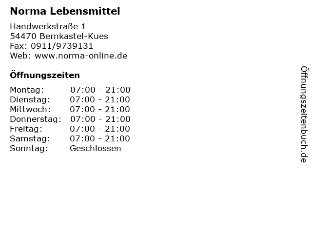 Norma Lebensmittel in Bernkastel-Kues: Adresse und Öffnungszeiten