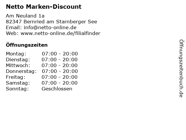 Netto Marken-Discount in Bernried am Starnberger See: Adresse und Öffnungszeiten