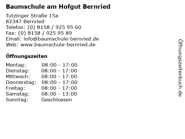 Baumschule am Hofgut Bernried in Bernried: Adresse und Öffnungszeiten