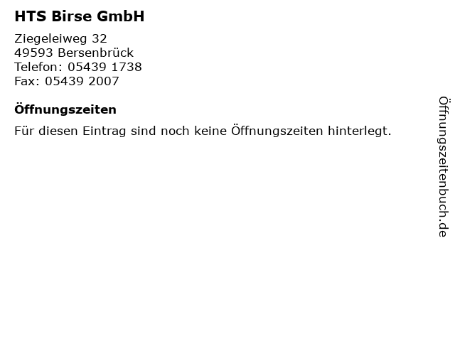 HTS Birse GmbH in Bersenbrück: Adresse und Öffnungszeiten