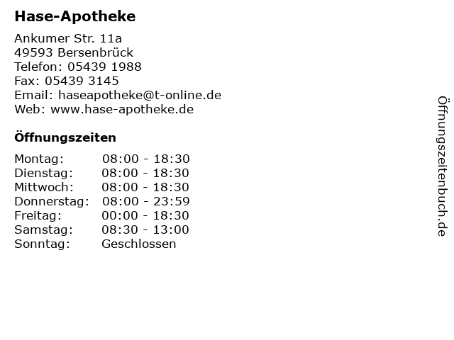 Hase-Apotheke in Bersenbrück: Adresse und Öffnungszeiten