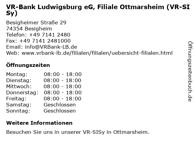 ᐅ Offnungszeiten Vr Bank Neckar Enz Eg Filiale Ottmarsheim