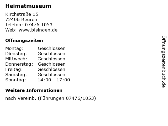 Heimatmuseum in Beuren: Adresse und Öffnungszeiten