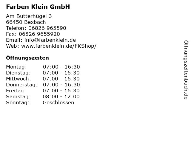 Farben Klein GmbH in Bexbach: Adresse und Öffnungszeiten