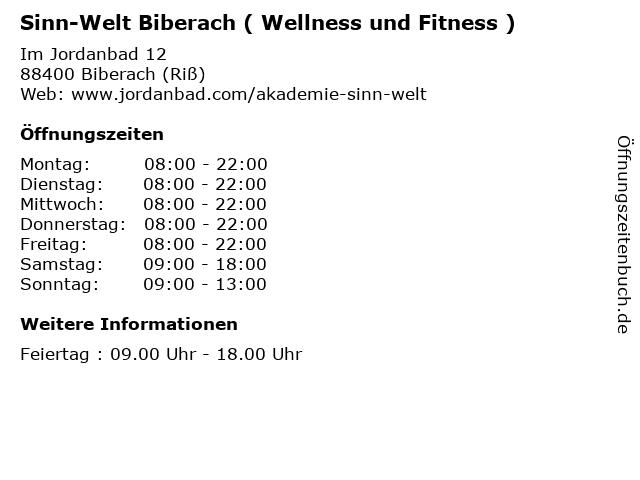 Sinn-Welt Biberach ( Wellness und Fitness ) in Biberach (Riß): Adresse und Öffnungszeiten