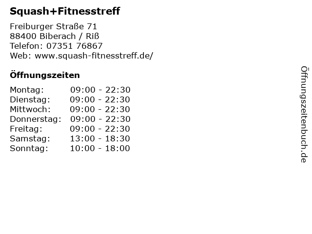 Squash+Fitnesstreff in Biberach / Riß: Adresse und Öffnungszeiten