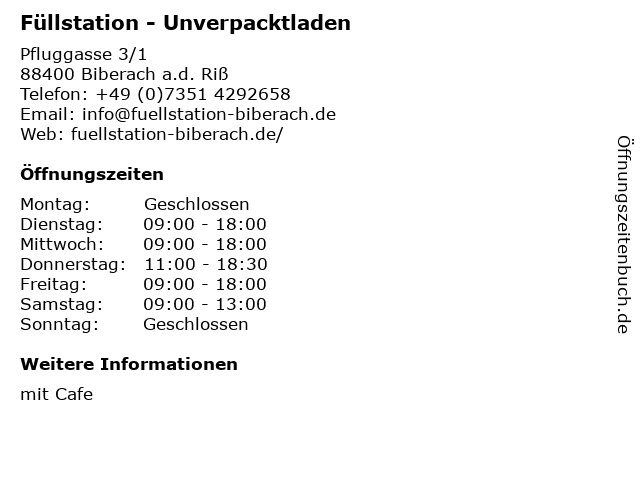 Füllstation - Unverpacktladen in Biberach a.d. Riß: Adresse und Öffnungszeiten